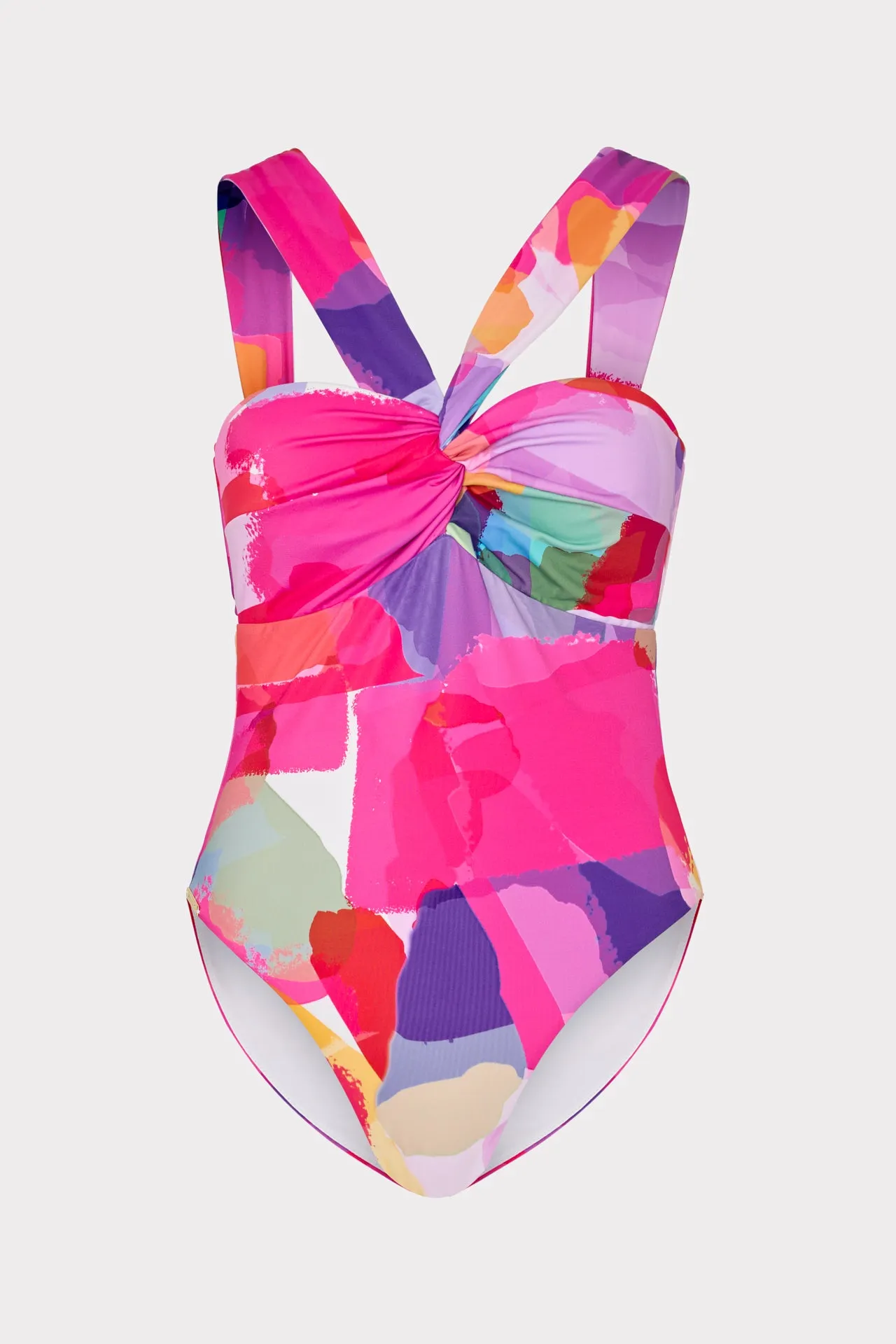 Betsy Rainbow Waterfall Draped Bandeau One Piece sold by Milly