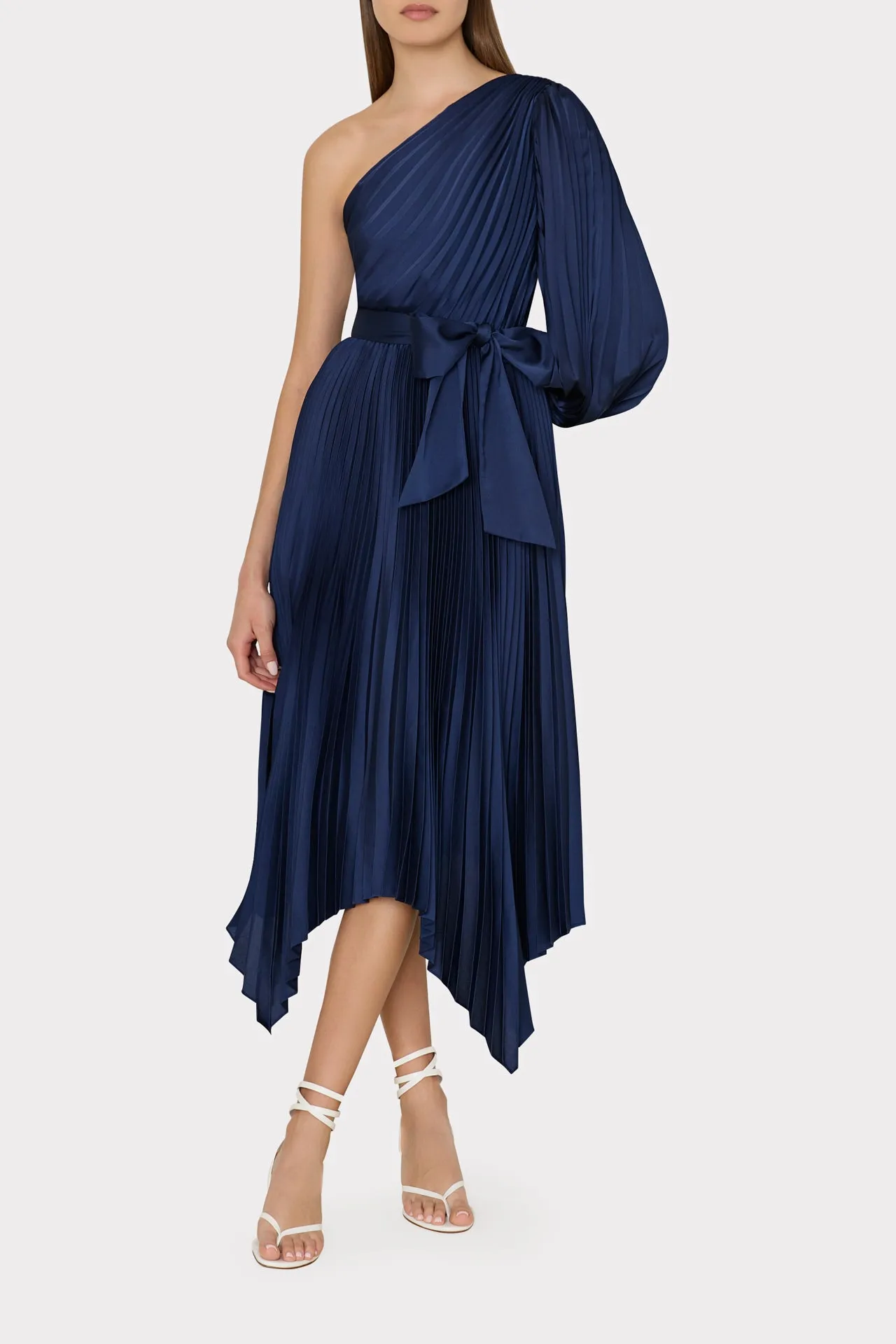 Essi Satin Pleated One Shoulder Dress sold by Milly product image thumbnail 2