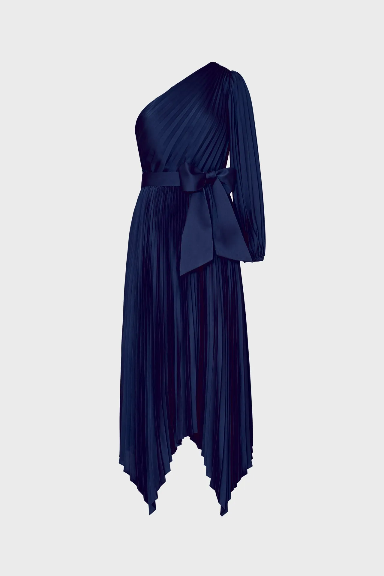 Essi Satin Pleated One Shoulder Dress sold by Milly