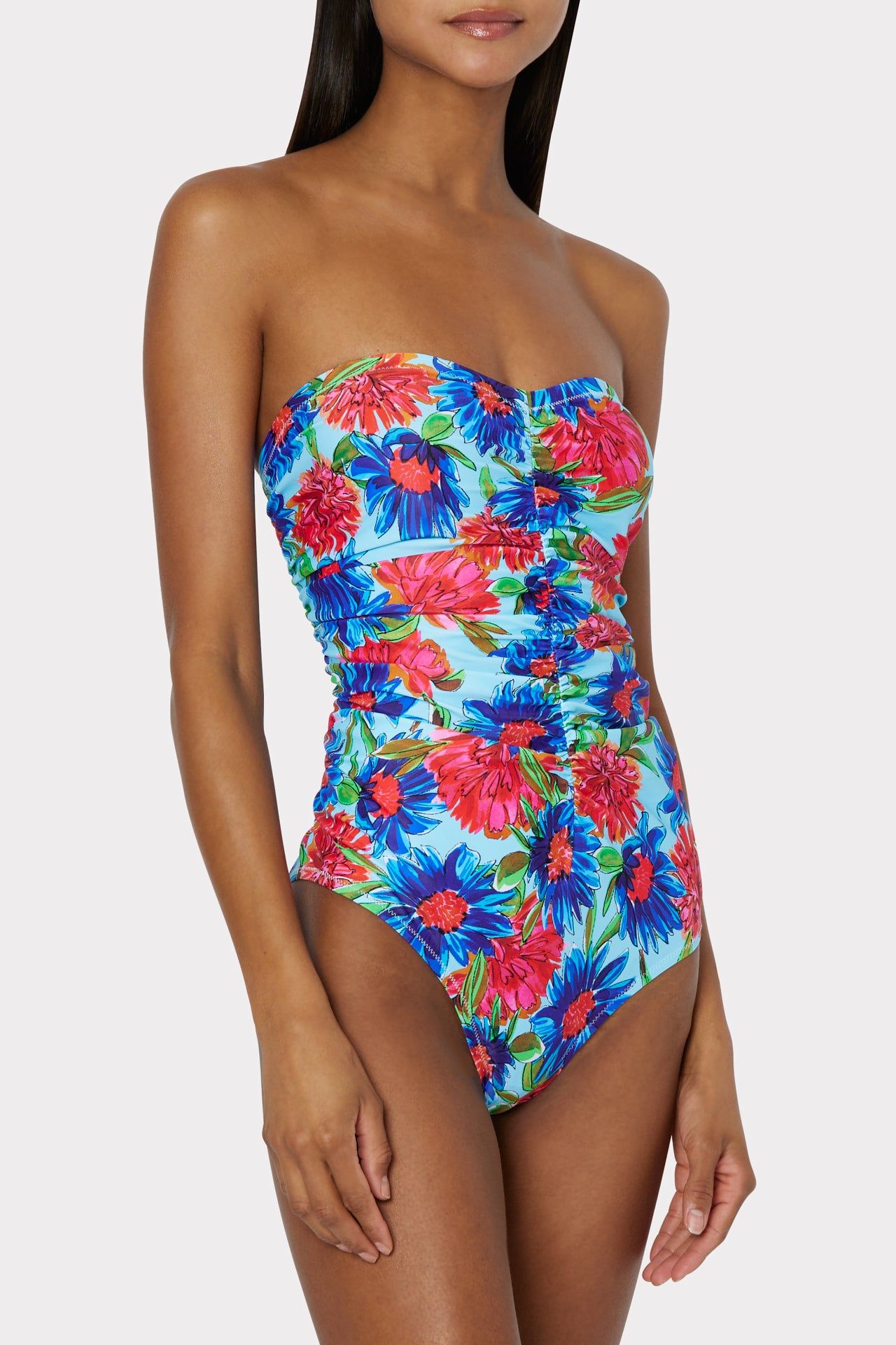 Painted Dahlia Print Ruched One Piece sold by Milly product image thumbnail 2