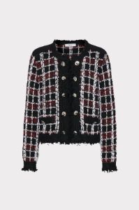 Textured Plaid Cardigan Jacket sold by Milly
