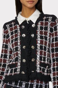 Textured Plaid Cardigan Jacket sold by Milly