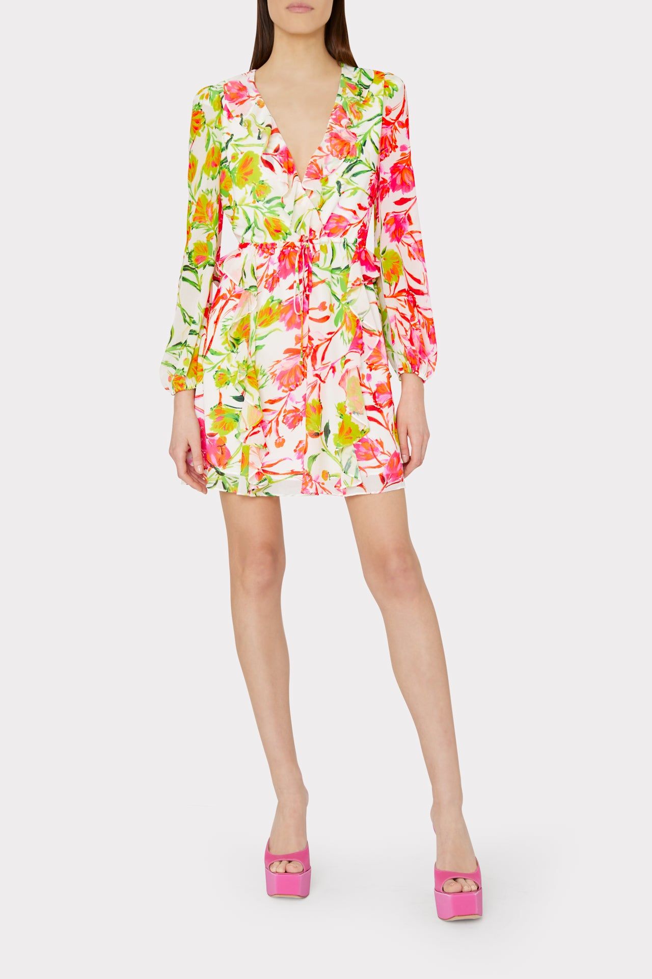Nora Neon Botanical Ruffle Dress sold by Milly product image thumbnail 2