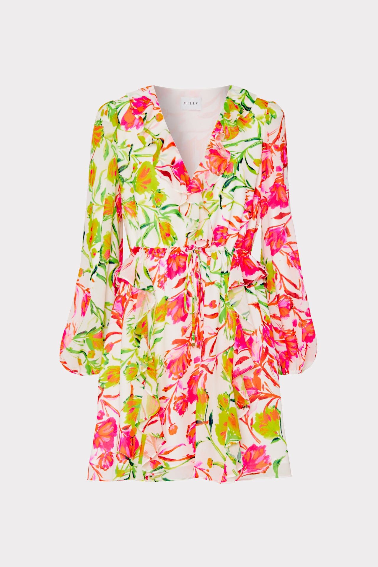 Nora Neon Botanical Ruffle Dress sold by Milly