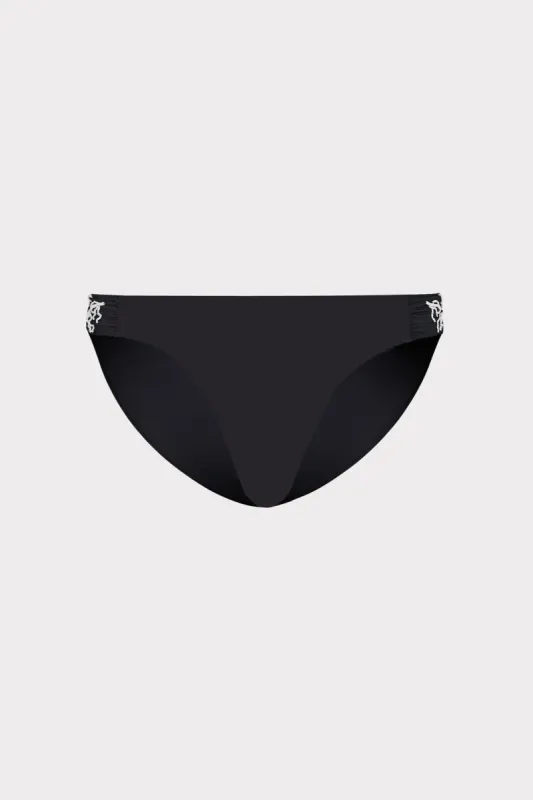 Beaded Applique Bikini Bottom With Side Tabs sold by Milly
