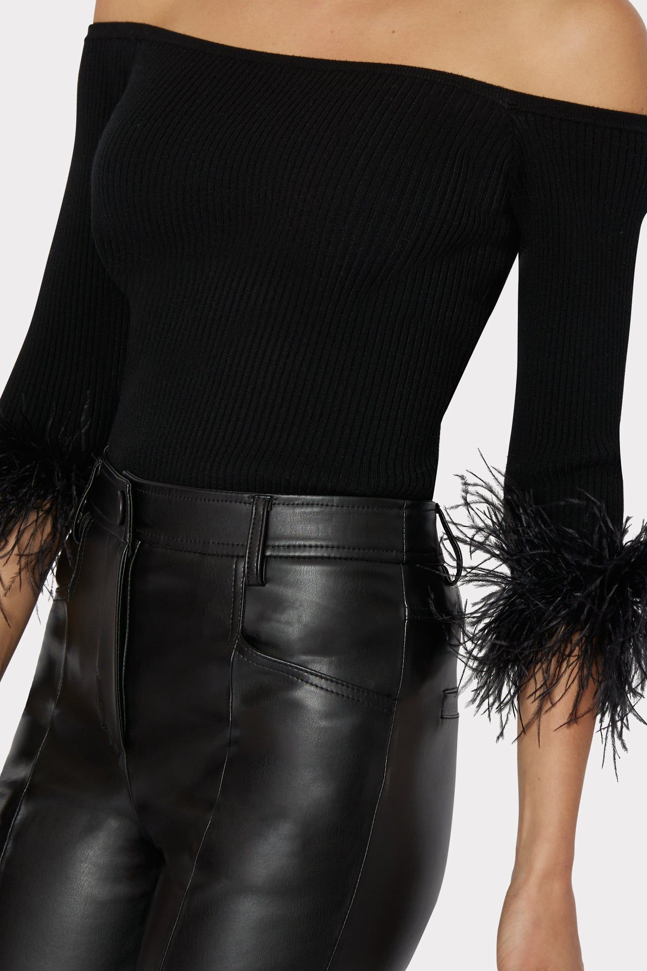 Off The Shoulder Feather Sleeve Top sold by Milly product image thumbnail 3