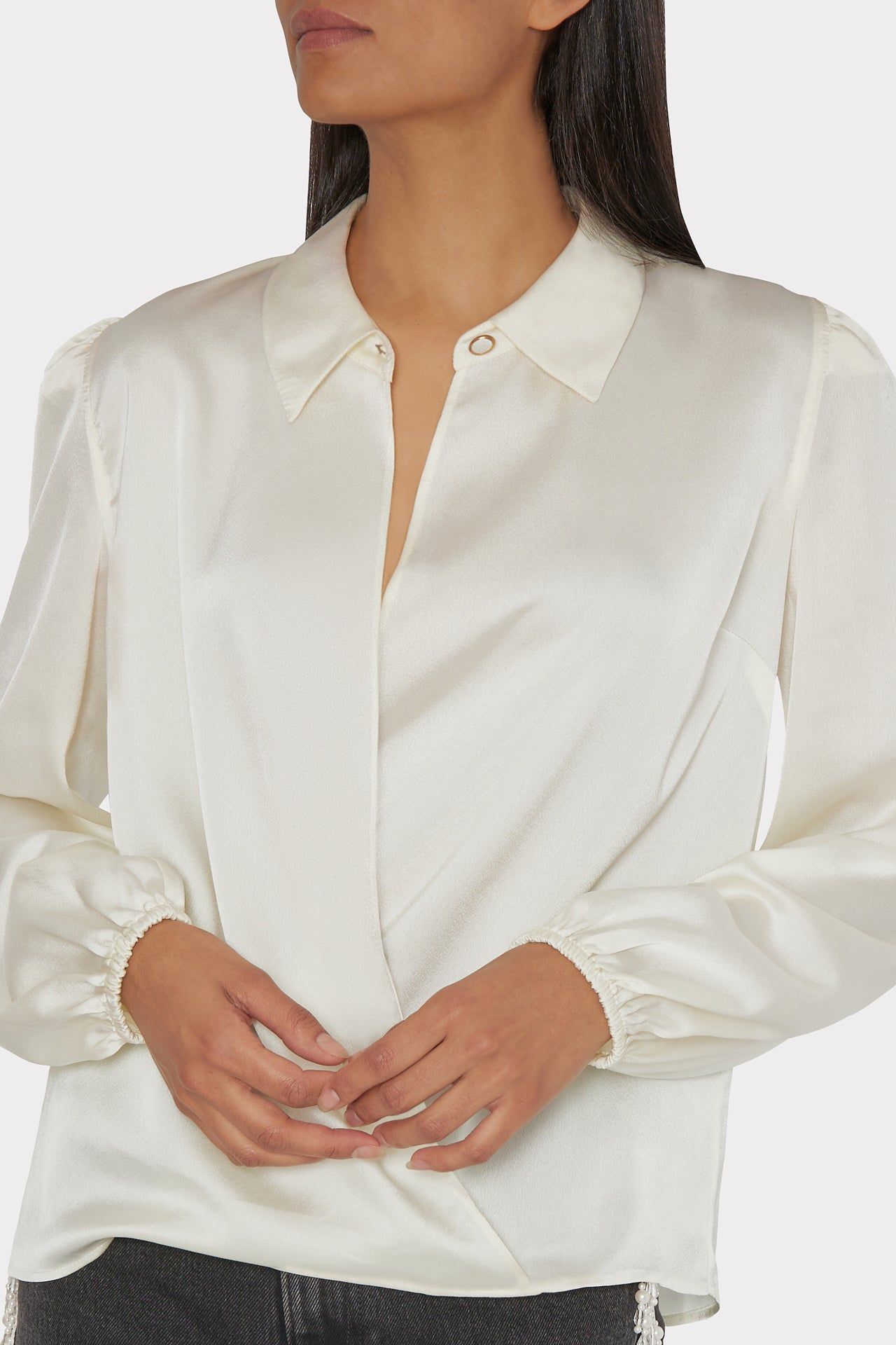 Karson Satin Wrap Blouse sold by Milly product image thumbnail 3