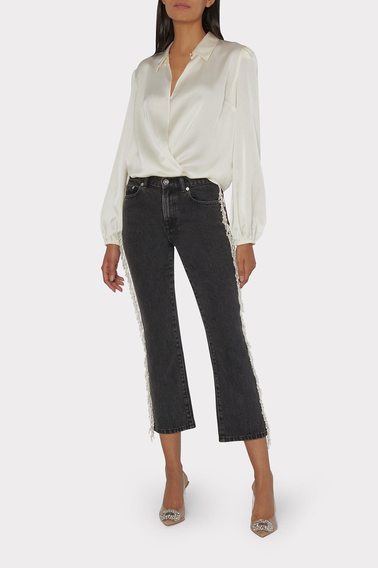 Karson Satin Wrap Blouse sold by Milly product image thumbnail 2