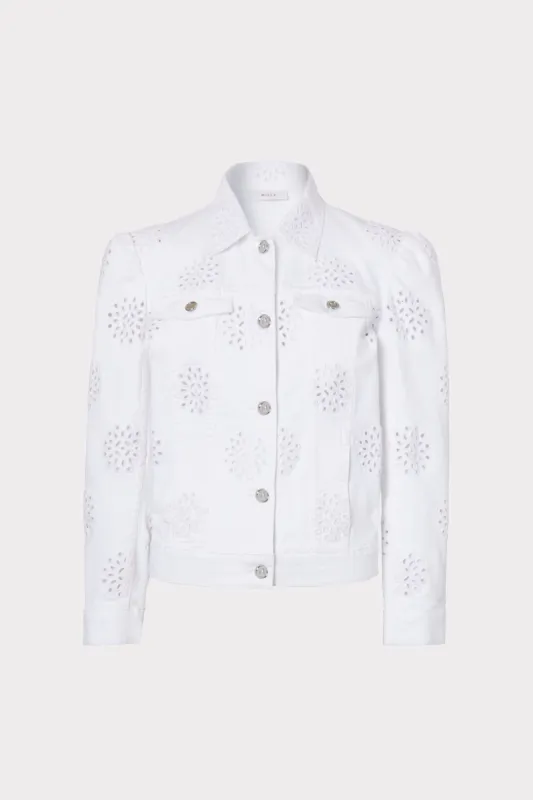 Gemma Eyelet Denim Jacket sold by Milly