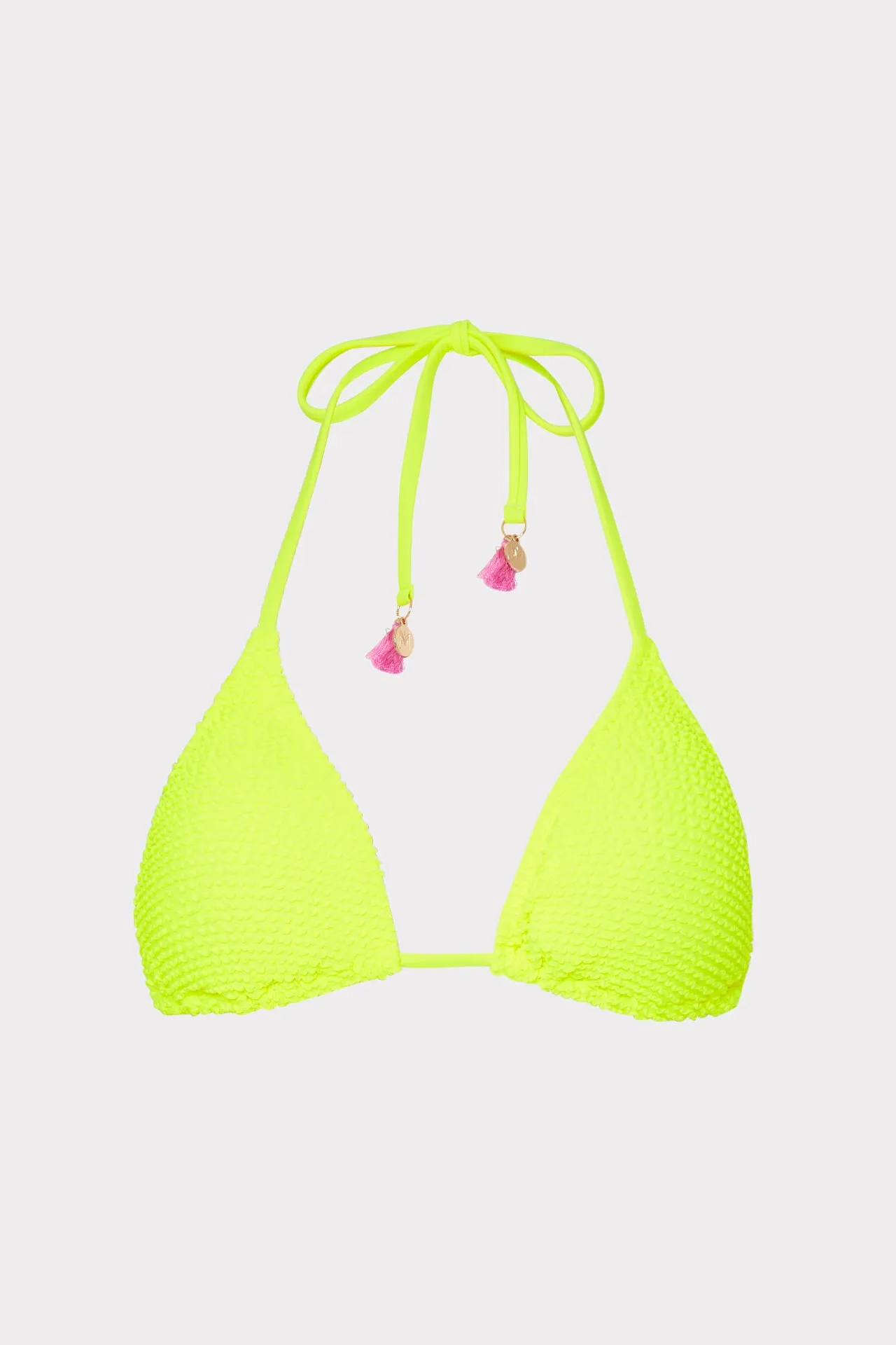 Lori Textured Triangle Bikini Top sold by Milly