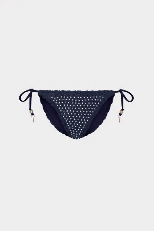 Glimmer String Bikini Bottom With Crystal Applique sold by Milly
