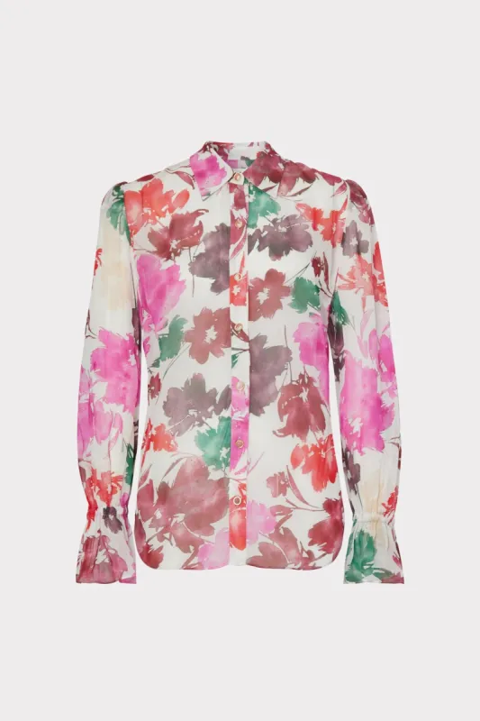 Lacey Watercolor Blouse sold by Milly