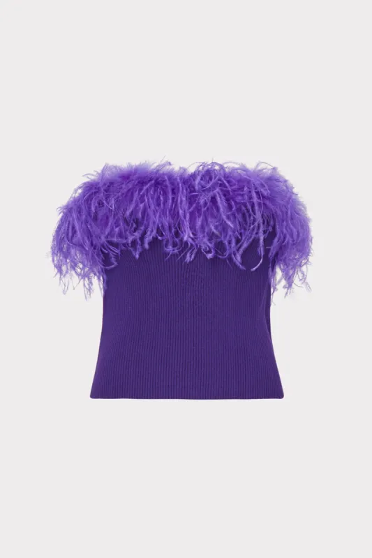 Strapless Feather Knit Top sold by Milly