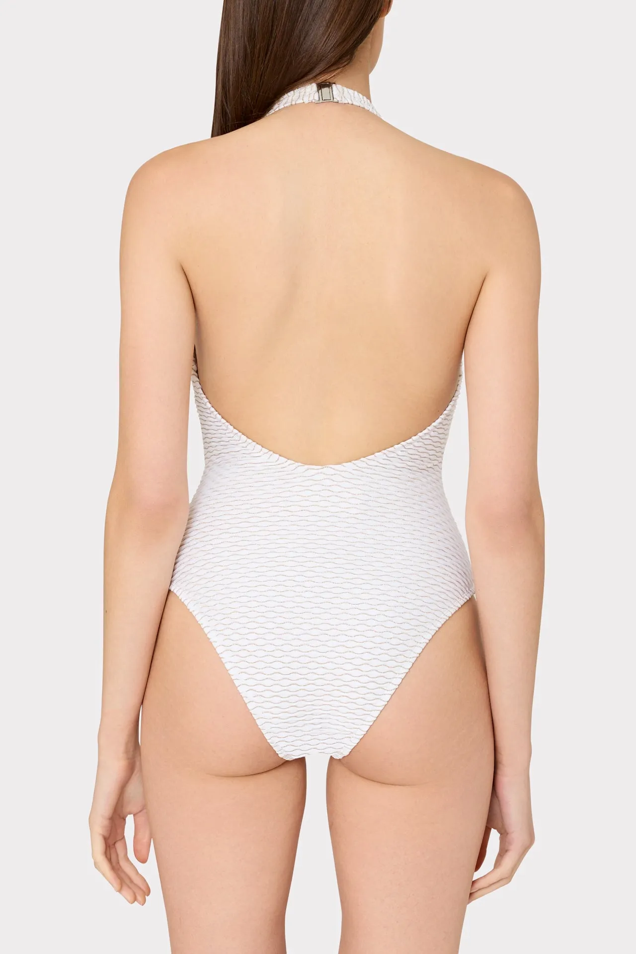 Jackie Textured Waves Halter One Piece sold by Milly product image thumbnail 3