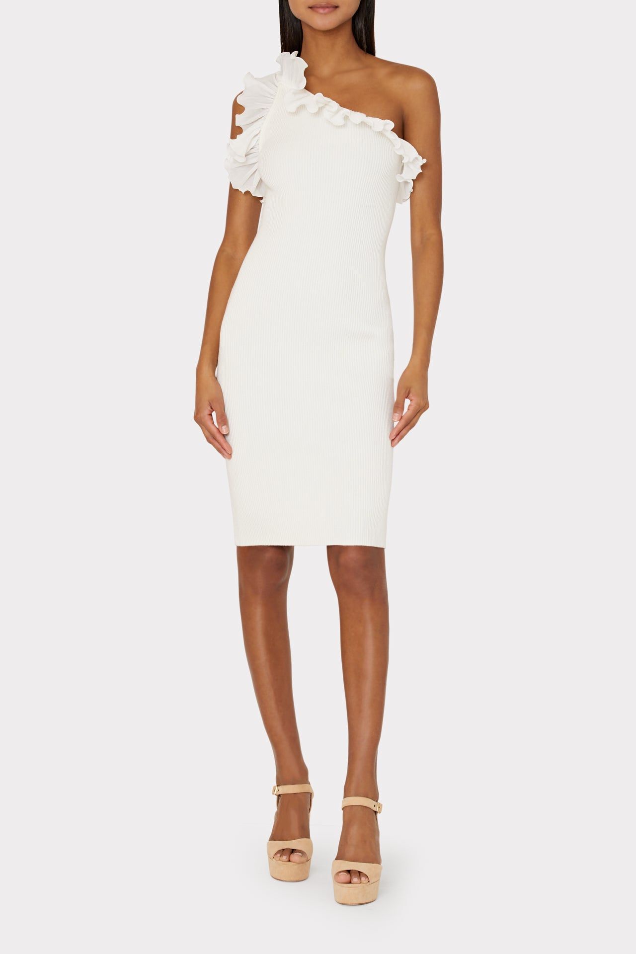 Scallop Ruffle One Shoulder Dress sold by Milly product image thumbnail 2