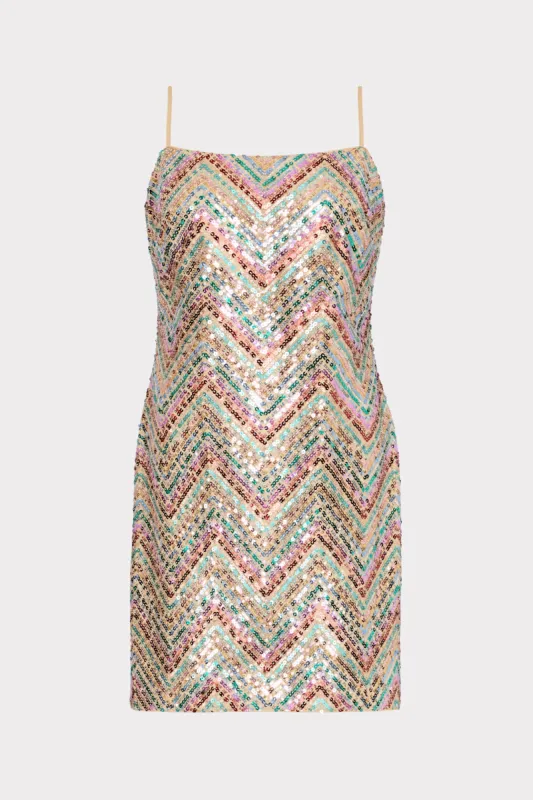 Colette Chevron Sequin Mini Dress sold by Milly