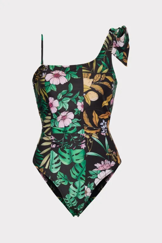 Jungle Tile Maddie One Shoulder One Piece sold by Milly