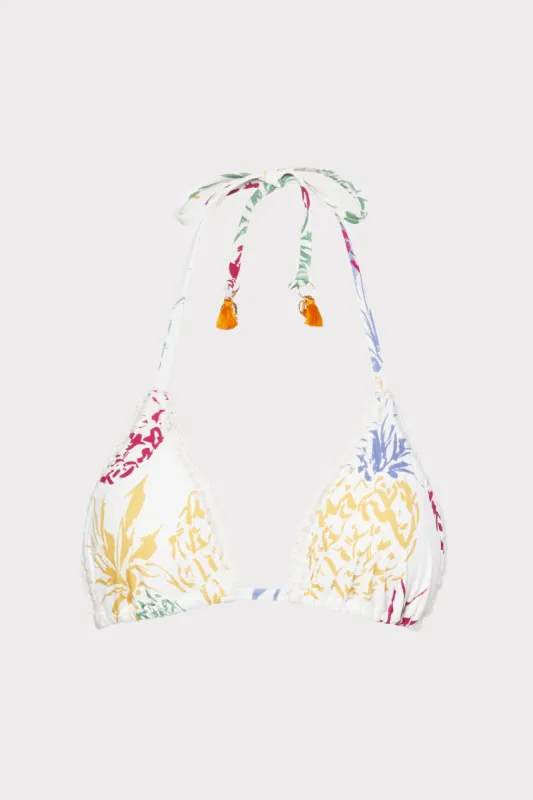 Tropical Pineapple Print Bikini Top sold by Milly