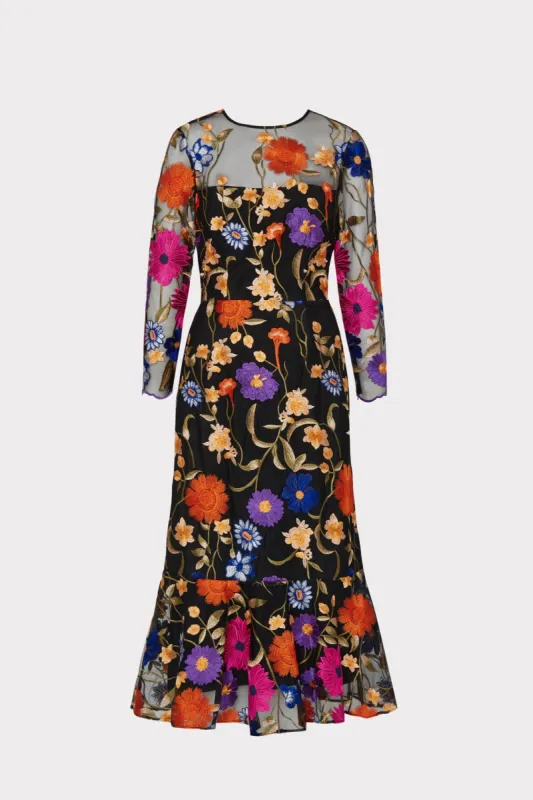 Rosalind Fall Foliage Embroidery Dress sold by Milly