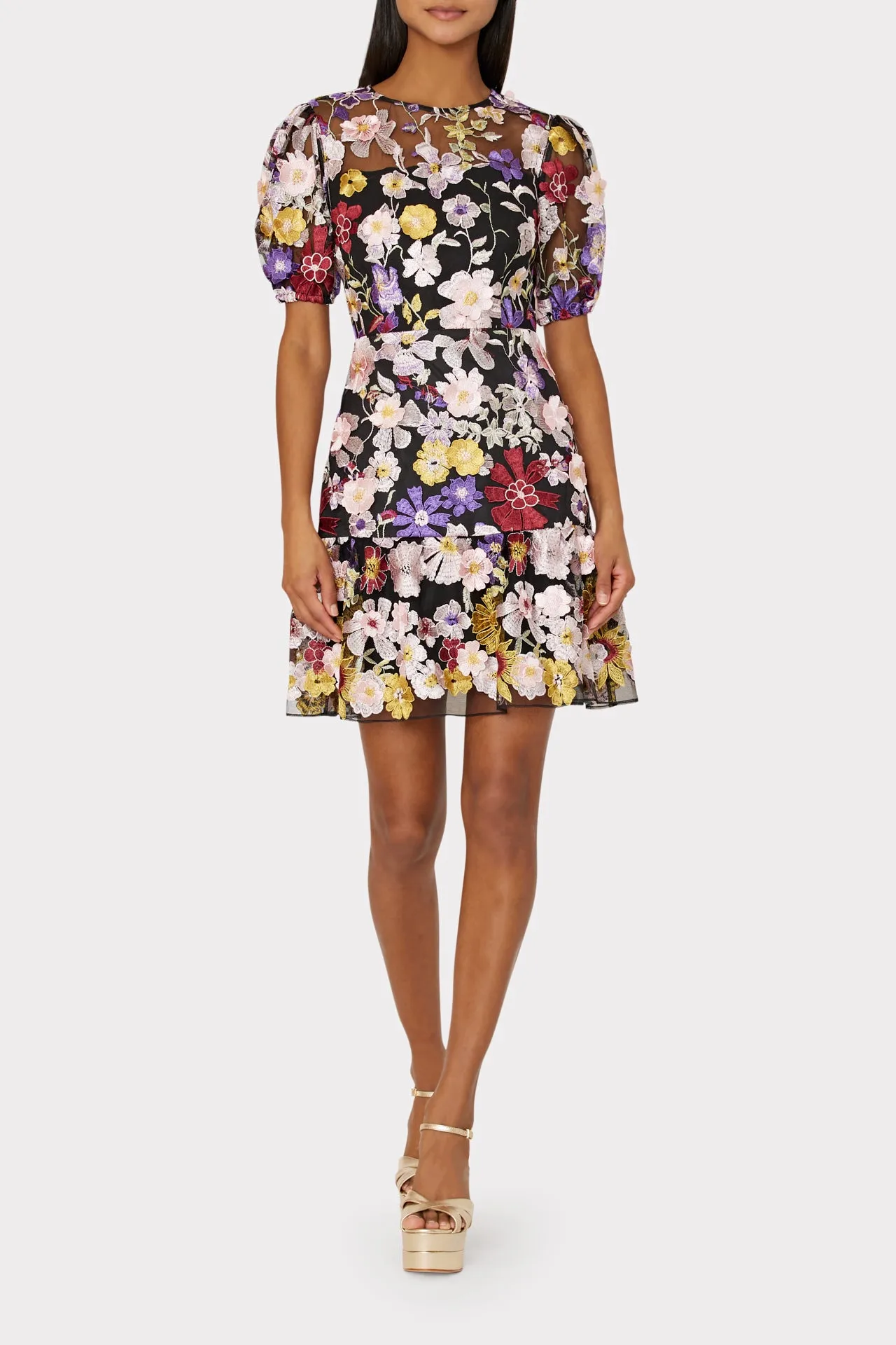 Yasmin Multi Floral Embroidery Dress sold by Milly product image thumbnail 2
