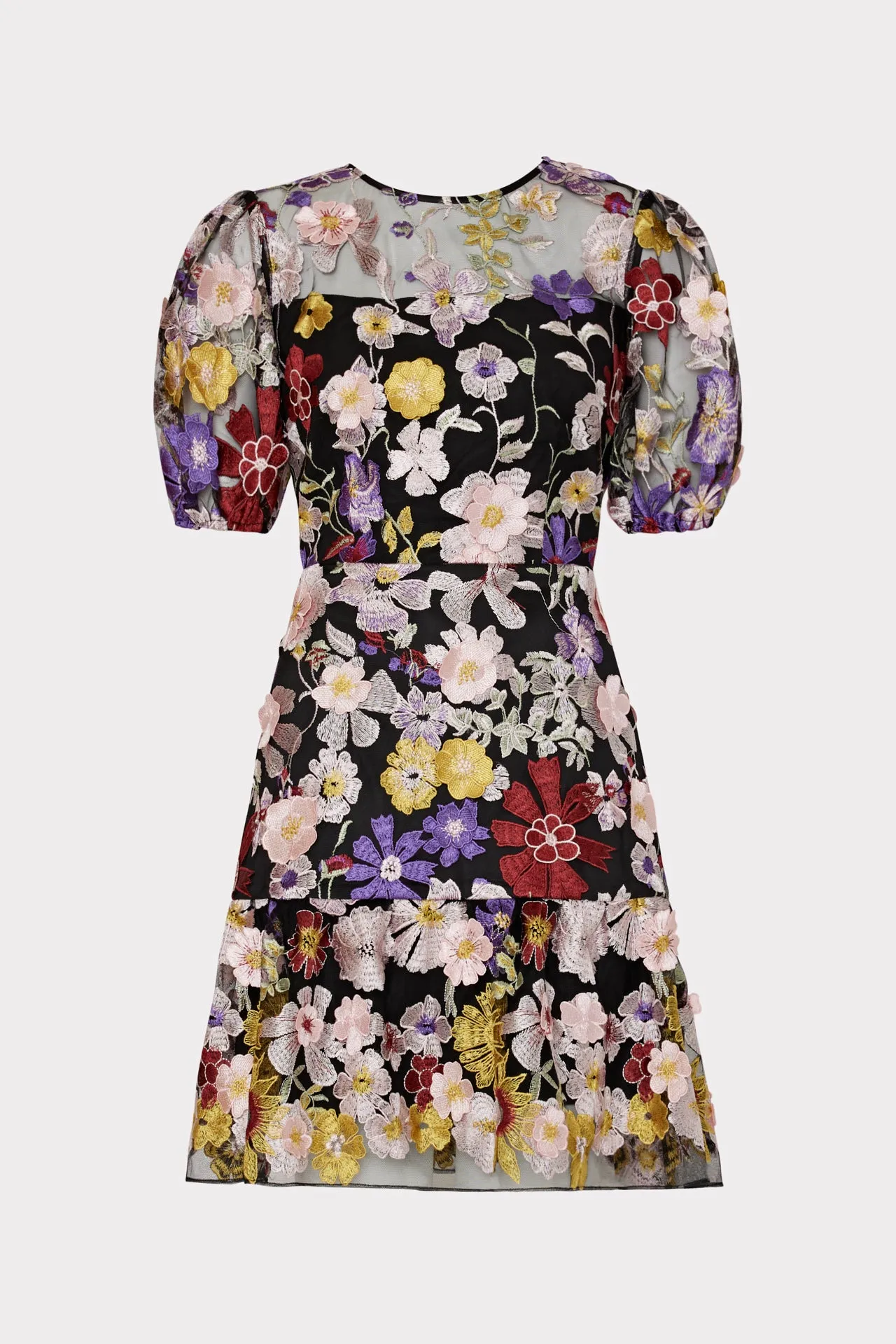 Yasmin Multi Floral Embroidery Dress sold by Milly