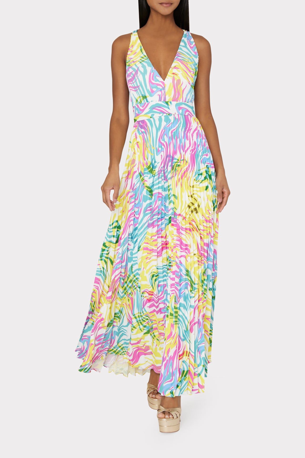 Oria Waves Of Zebra Pleated Dress sold by Milly product image thumbnail 2