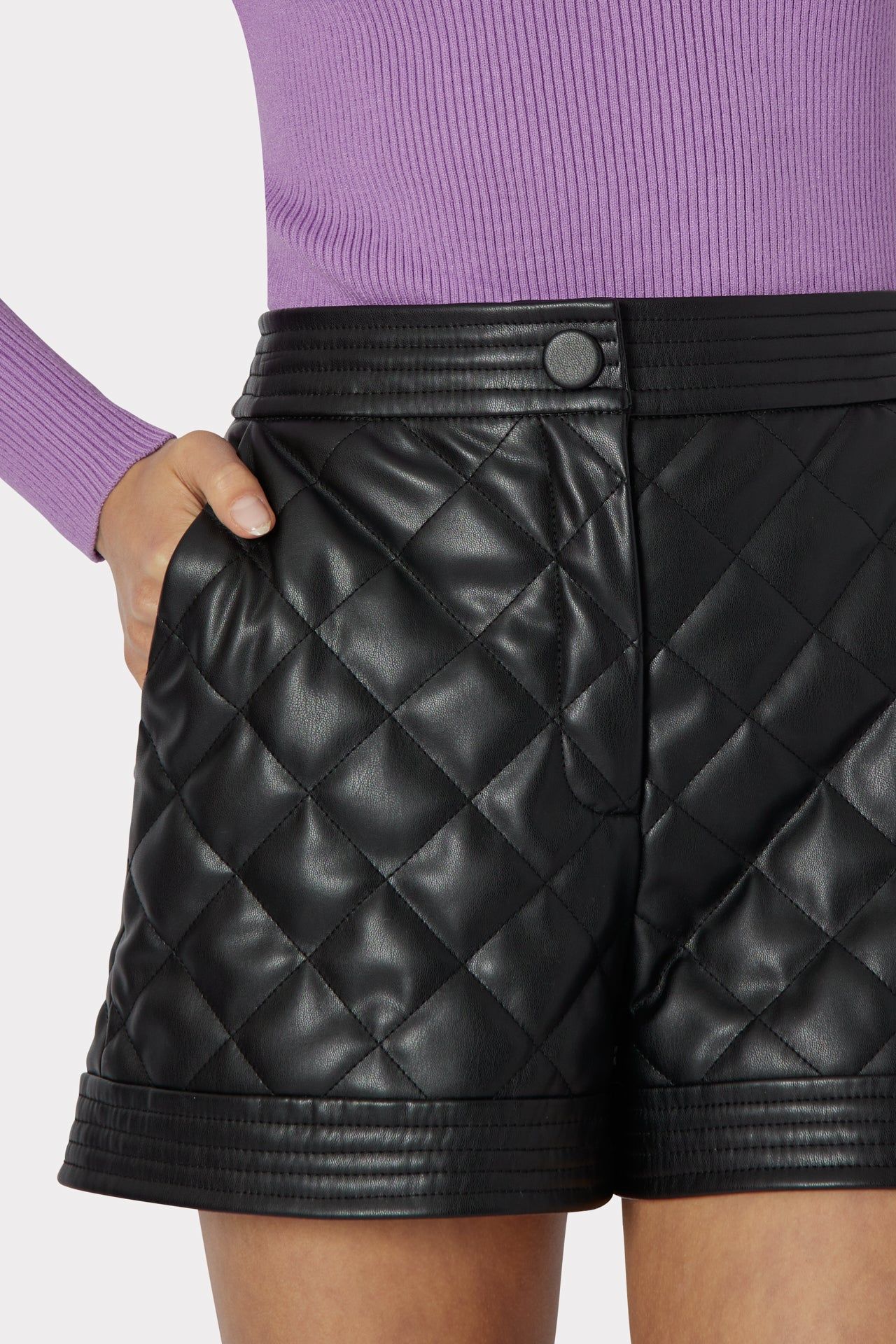 Heather Quilted Vegan Leather Shorts sold by Milly product image thumbnail 3