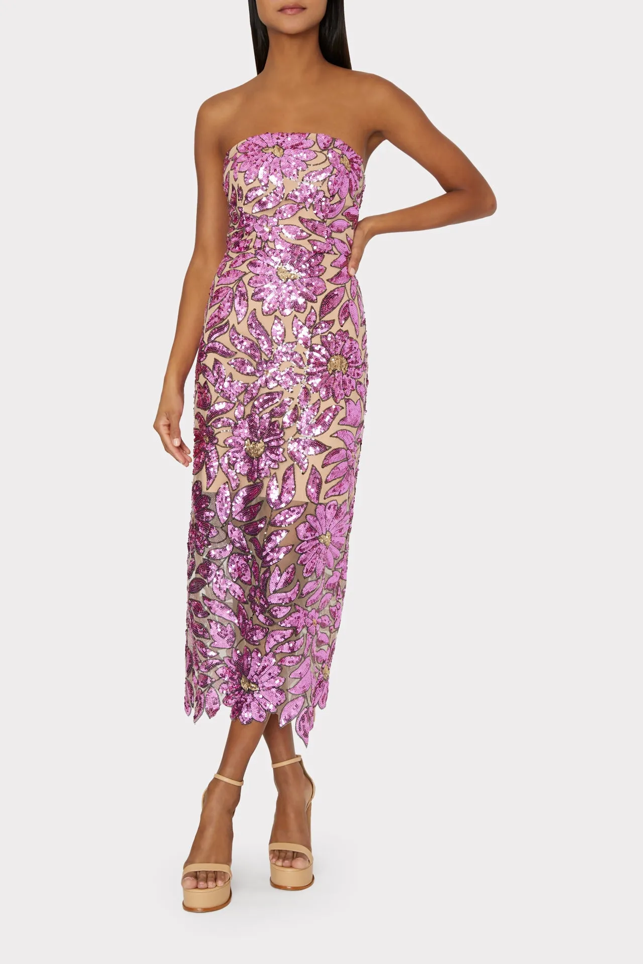 Kait Floral Garden Sequins Dress sold by Milly product image thumbnail 2