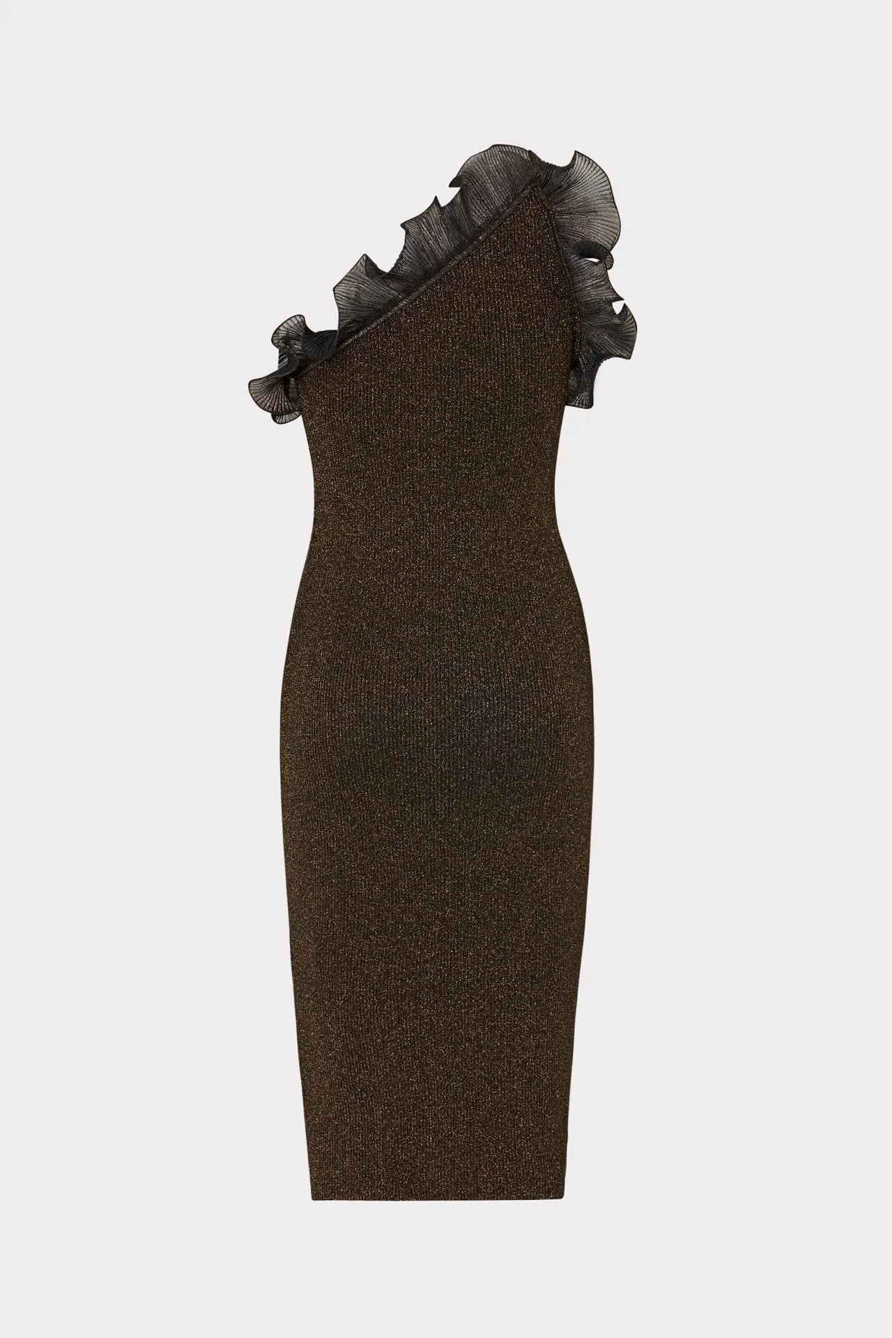 Metallic Scallop Ruffle One Shoulder Dress sold by Milly product image thumbnail 4