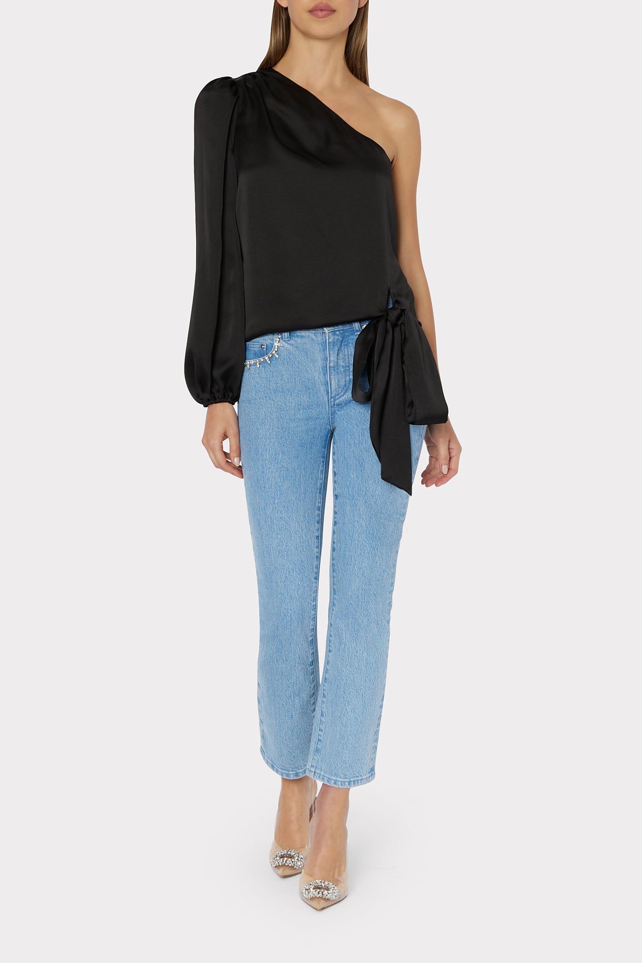 Hellena Satin One Shoulder Top sold by Milly product image thumbnail 2