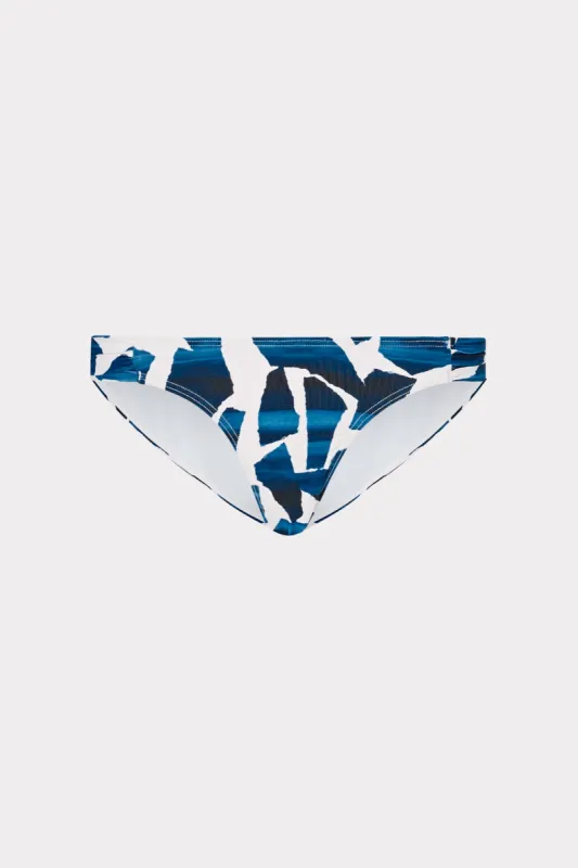 Ocean Puzzle Ruched Sides Bikini Bottom sold by Milly