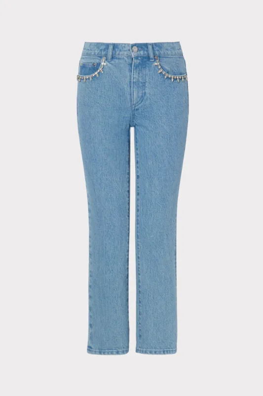 Hali Crystal Embellished Jeans sold by Milly