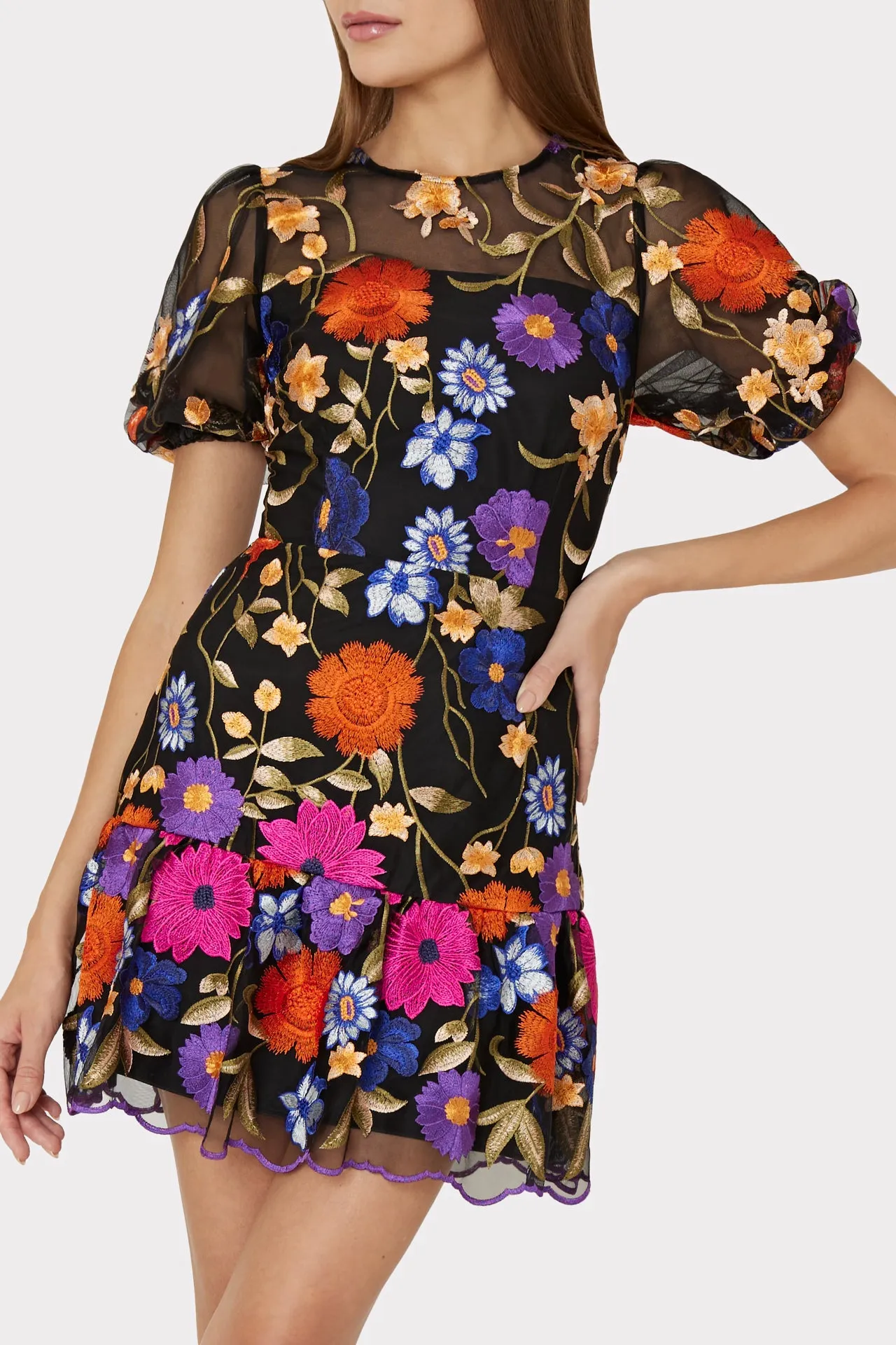 Yasmin Fall Foliage Embroidery Dress sold by Milly product image thumbnail 3