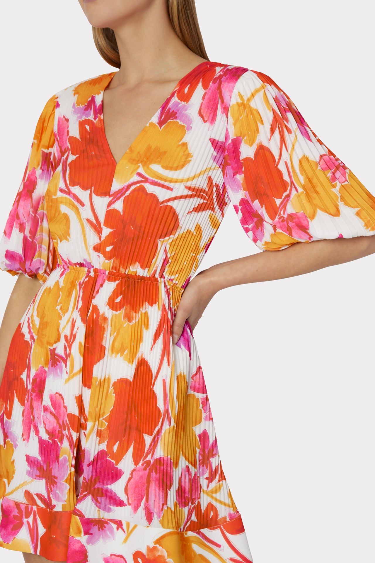 Elle Paper Peony Pleated Dress sold by Milly product image thumbnail 3