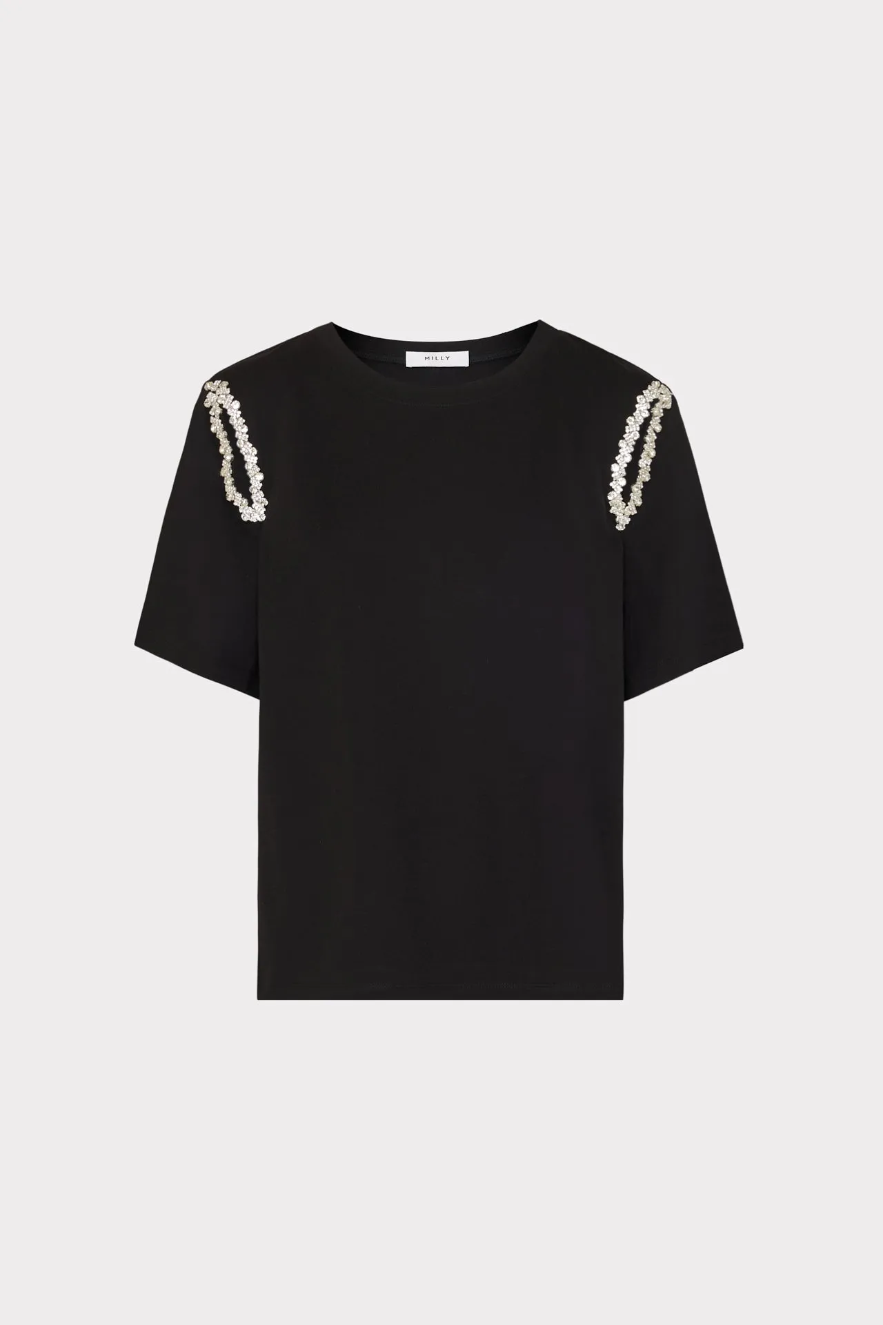 Avril Crystal Trim Tee sold by Milly