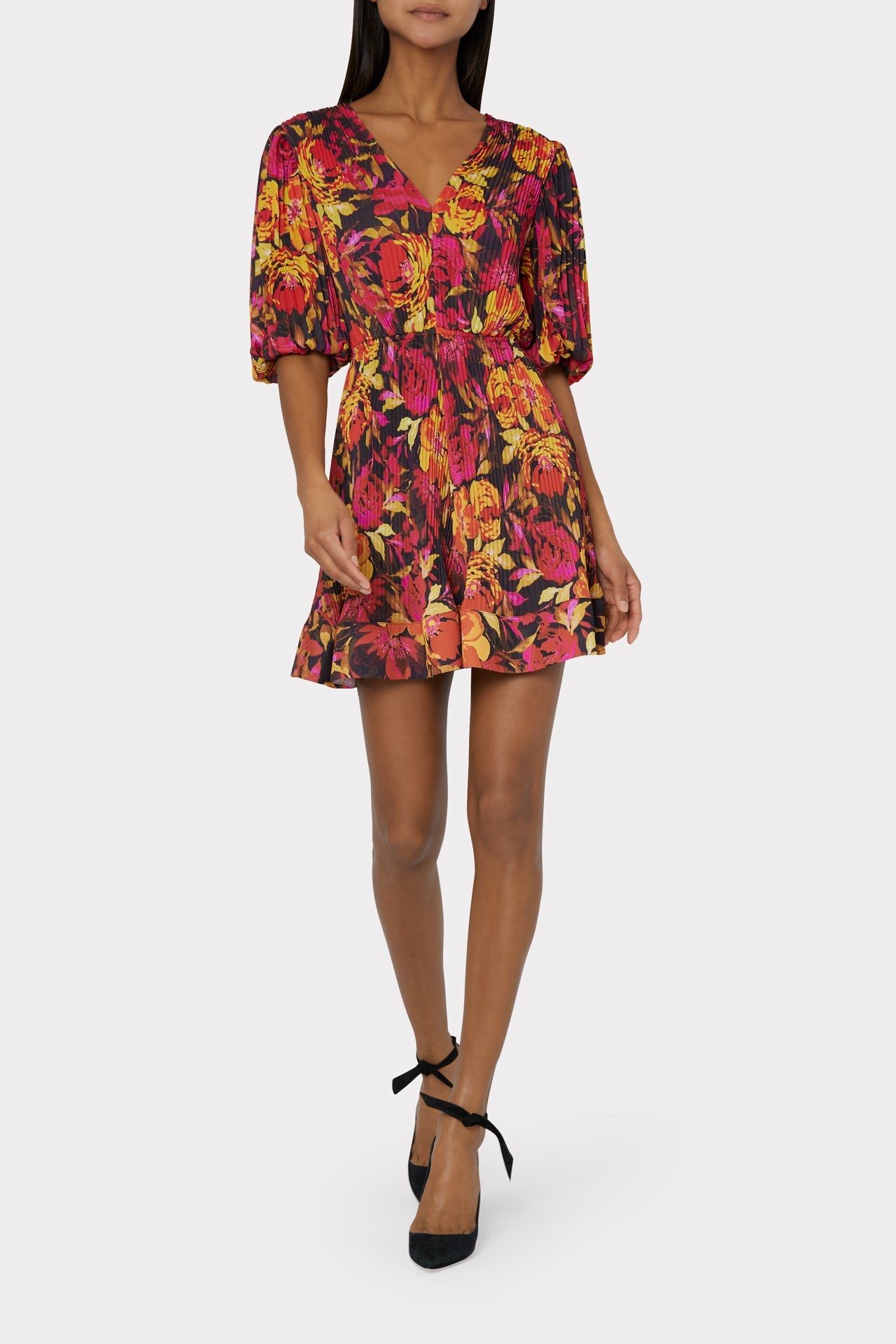 Elle Pleated Print Dress sold by Milly product image thumbnail 2
