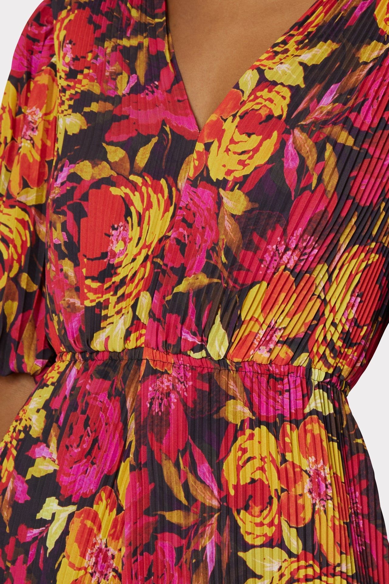 Elle Pleated Print Dress sold by Milly product image thumbnail 3
