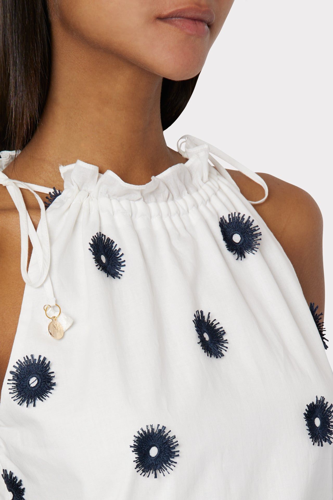 Flora Pom Pom Embroidered Dress sold by Milly product image thumbnail 3