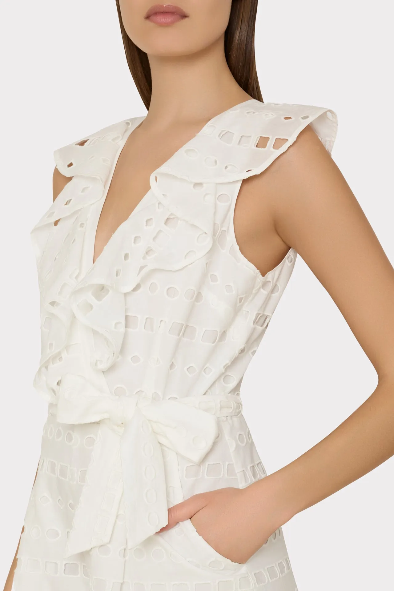 Darcy Geo Eyelet Romper sold by Milly product image thumbnail 3