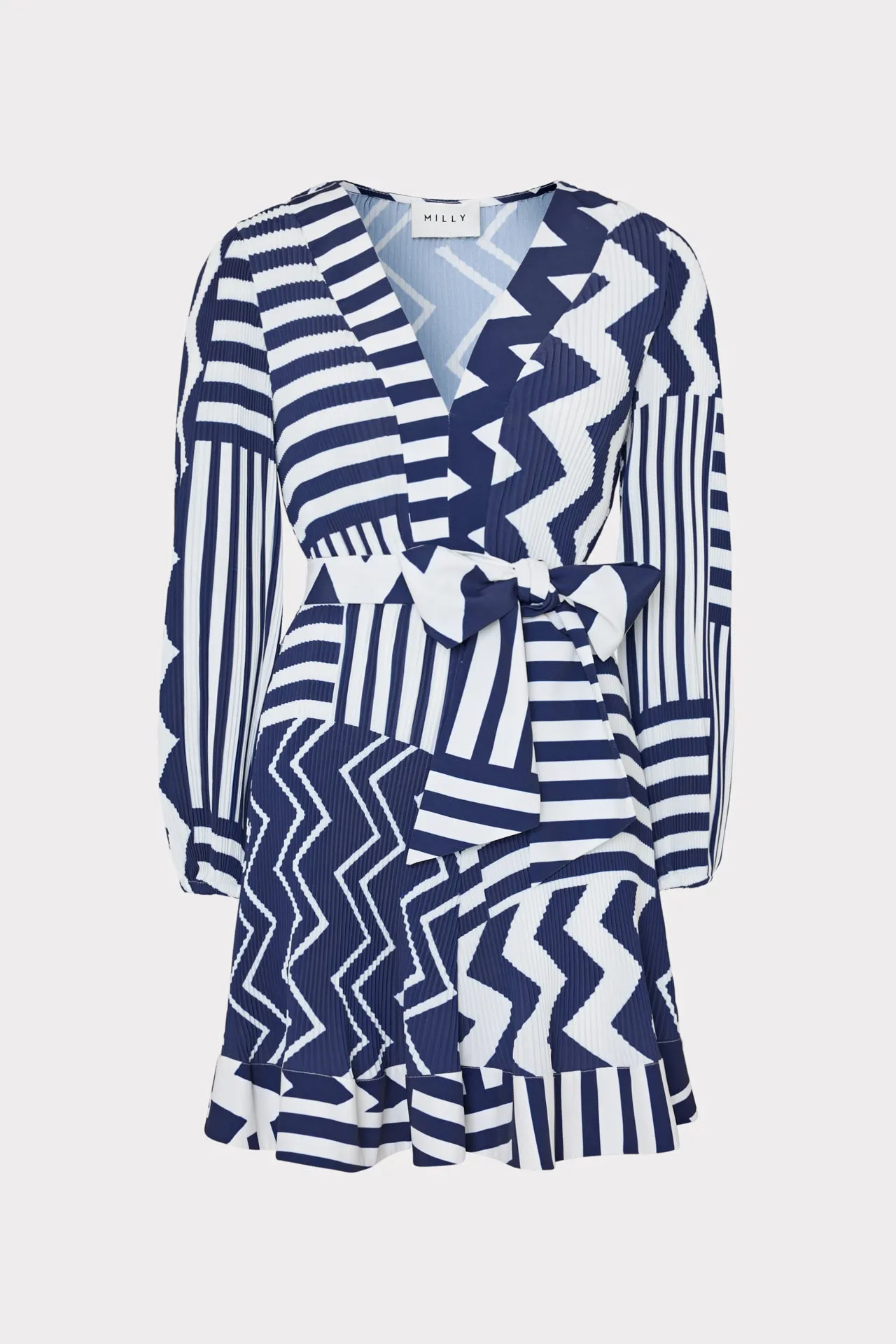 Liv Patchwork Chevron Pleated Dress sold by Milly