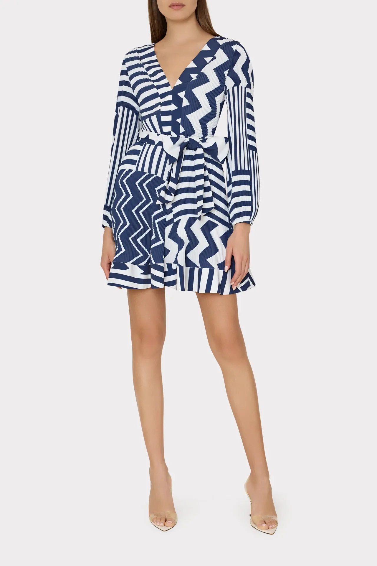 Liv Patchwork Chevron Pleated Dress sold by Milly product image thumbnail 2
