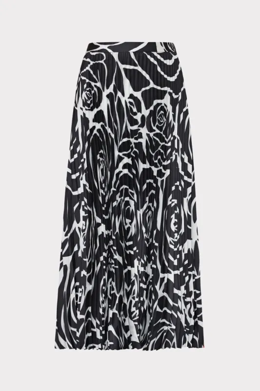 Otha Black Rose Pleated Skirt sold by Milly