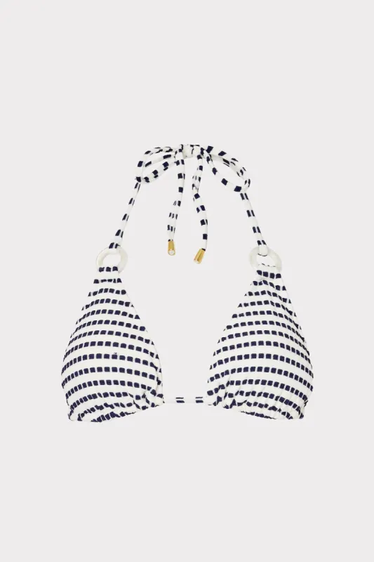 Textured Stripe Ring Triangle Bikini Top sold by Milly
