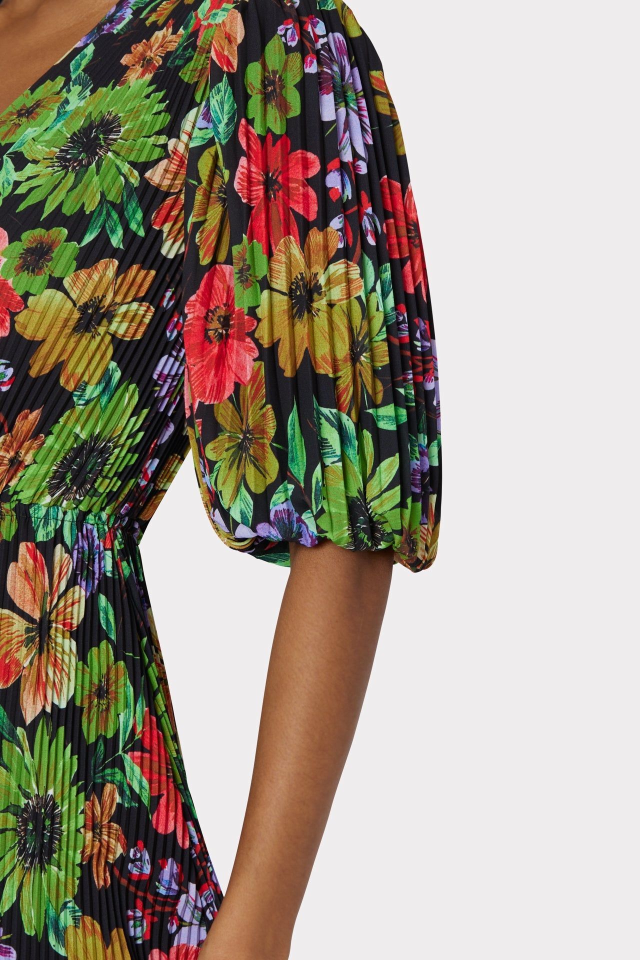 Elle Pleated Print Dress sold by Milly product image thumbnail 3