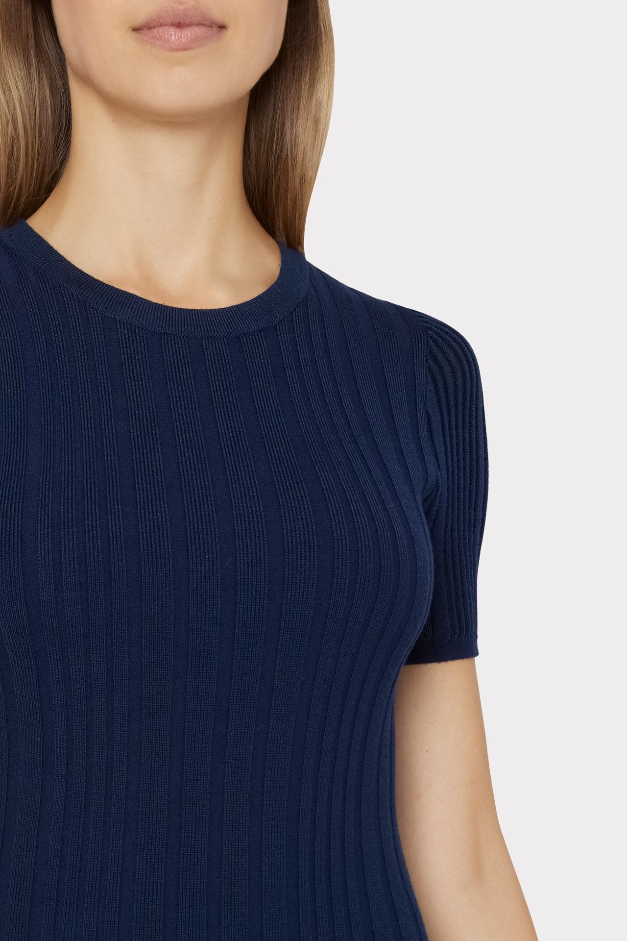 Short Sleeve Fit And Flare Rib Dress sold by Milly product image thumbnail 3