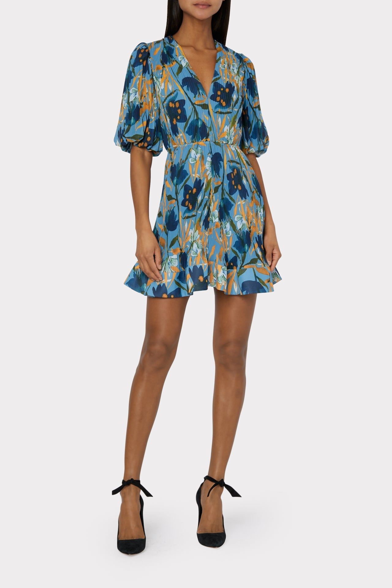Elle Pleated Print Dress sold by Milly product image thumbnail 2