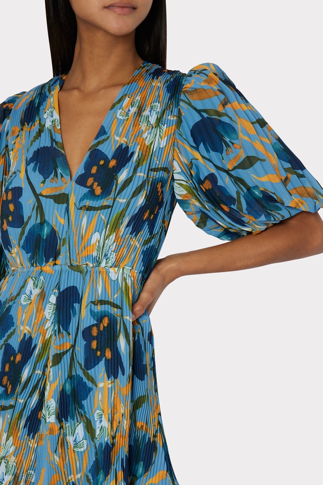 Elle Pleated Print Dress sold by Milly product image thumbnail 3