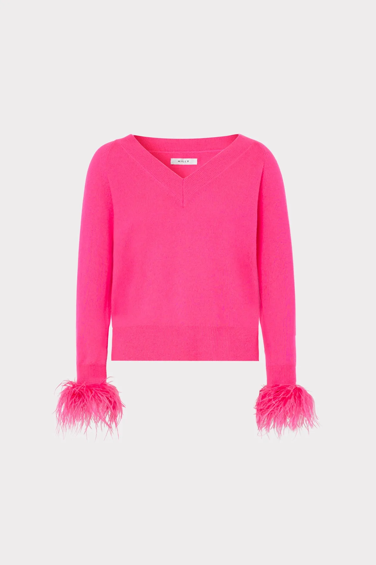 Feather Cuff V-neck Sweater sold by Milly