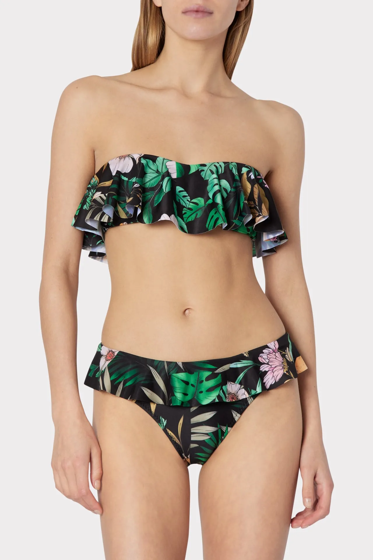 Jungle Tile Michelle Ruffle Bandeau Bikini Top sold by Milly product image thumbnail 2