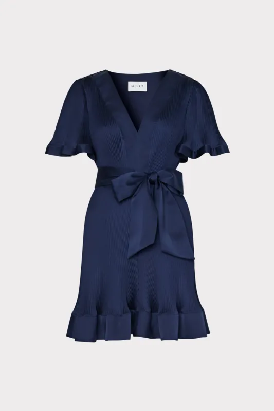 Ellie Satin Pleated Mini Dress sold by Milly